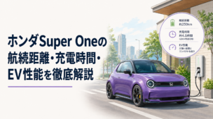 街中を軽快に走るホンダSuper Oneと自宅充電器を組み合わせたEVライフ