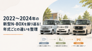2022年型から2024年型までのホンダN-BOXの変化を比較するイメージ