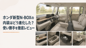 水平基調のインパネと広い後席を備えたホンダ新型N-BOXの明るく開放的な内装