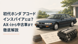 1989年頃の上級4ドアハードトップをイメージした初代ホンダ アコード インスパイアと直列5気筒エンジンの雰囲気