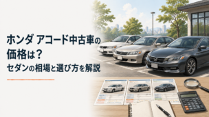 世代の異なるホンダ アコードのセダン中古車を比較しながら価格と選び方を検討するイメージ