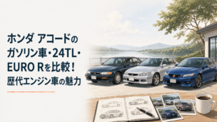 歴代ホンダ アコードのガソリンセダンをイメージした落ち着いた比較シーン