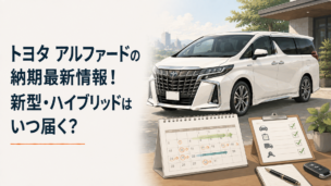 新型トヨタ アルファードとカレンダーを組み合わせた納期最新情報のイメージ