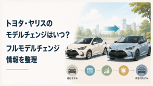 現行コンパクトカーと次世代モデルの進化をイメージした明るい自動車シーン