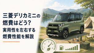 アウトドアを楽しむ三菱デリカミニと燃費性能をイメージしたシーン