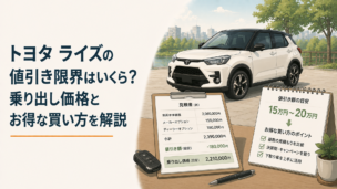 トヨタ ライズをイメージしたコンパクトSUVの足元と16インチ・17インチのタイヤとホイールを比較するシーン